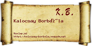 Kalocsay Borbála névjegykártya